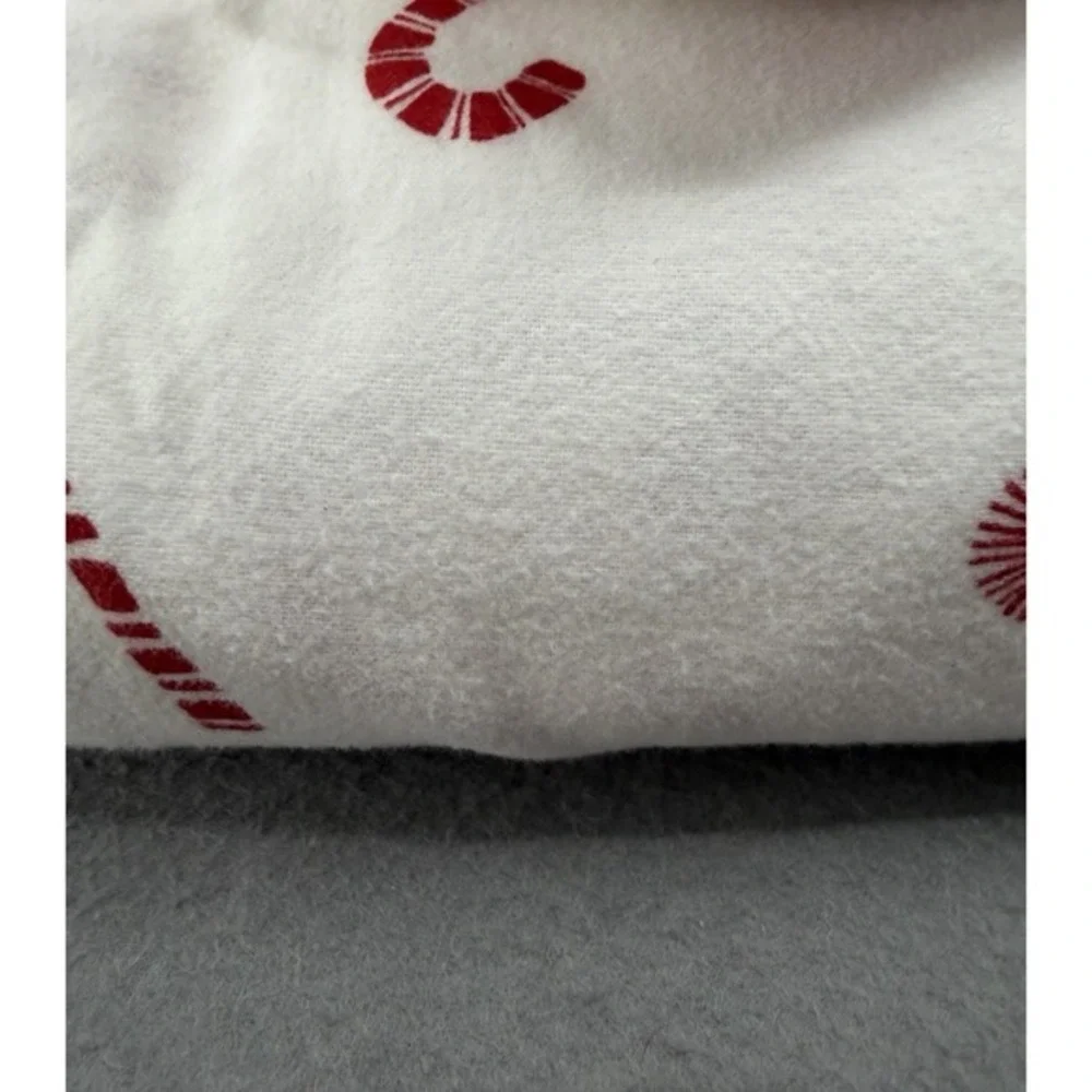 Garnet Hill Candy Cane Flannel King Size Pillowcase Cotton Holiday Christmas‎